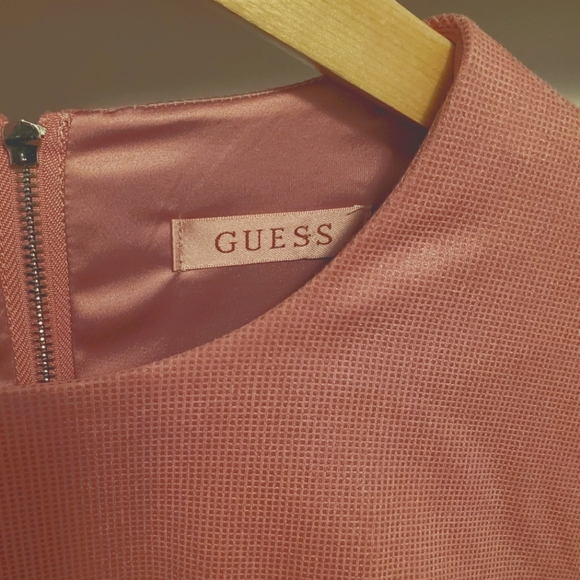 NWT GUESS Ramona dress. Shiny squared bonded suede. Blush pink. Size S. - Picture 7 of 13